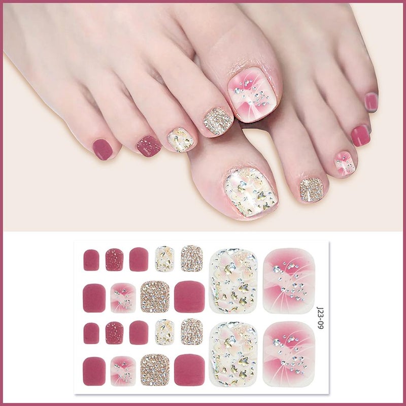New waterproof toenail stickers with a trendy crystal glitter finish.